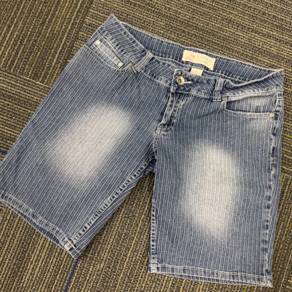 Farlow Jeans Denim Shorts Womens 13 Blue Excellent Pinstripe Y2K Bermuda‎ Faded